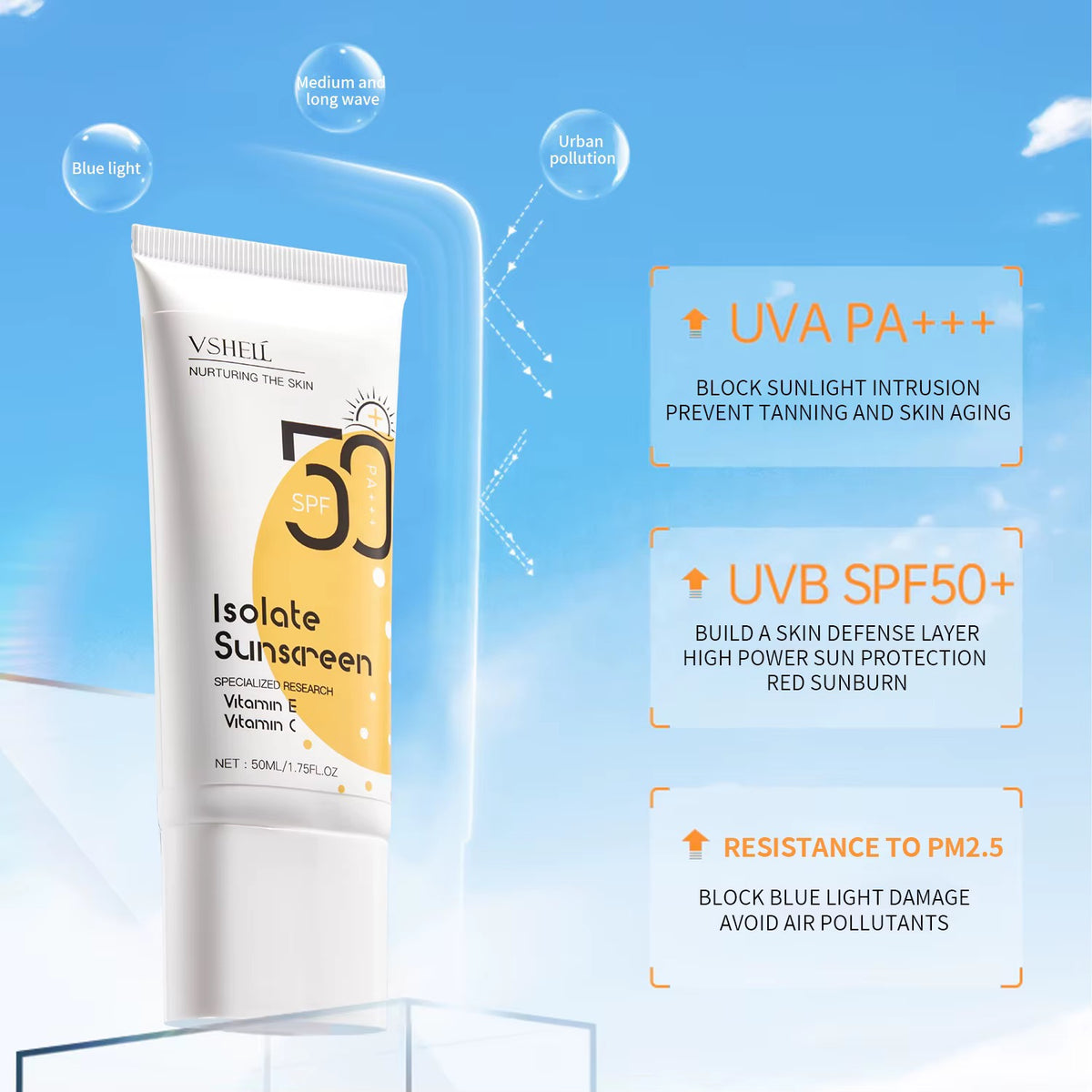 Protector solar SPF 50+ PA+++ protección UVA y UVB