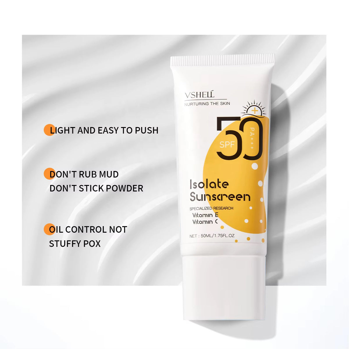 Textura ligera del protector solar SPF 50+
