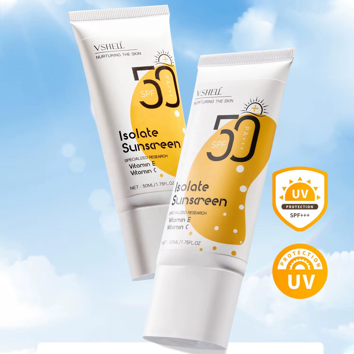Dos tubos de protector solar SPF 50+ con vitamina C y E